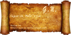 Gyurik Márta névjegykártya